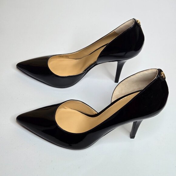 Michael Kors Black Patent Leather Nathalie Flex 4" Pump Pointy Toe Shoe Sz 8.5 - Picture 3 of 12